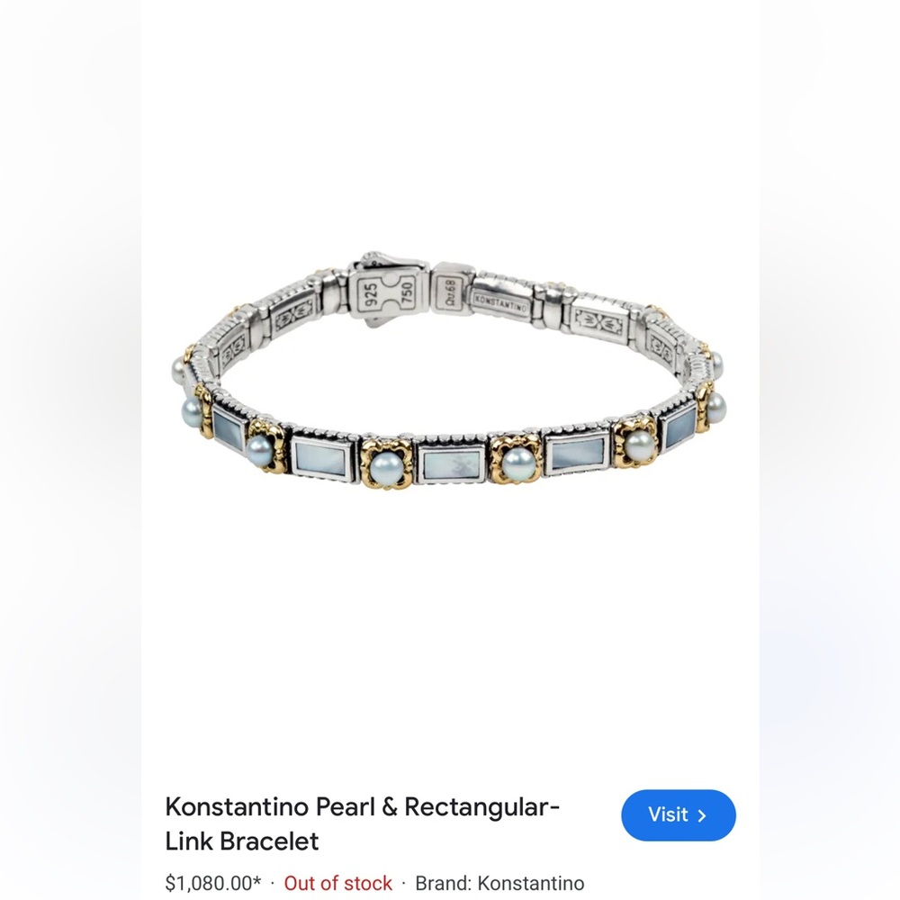 Konstantino pearl and mother of pearl link bracelet